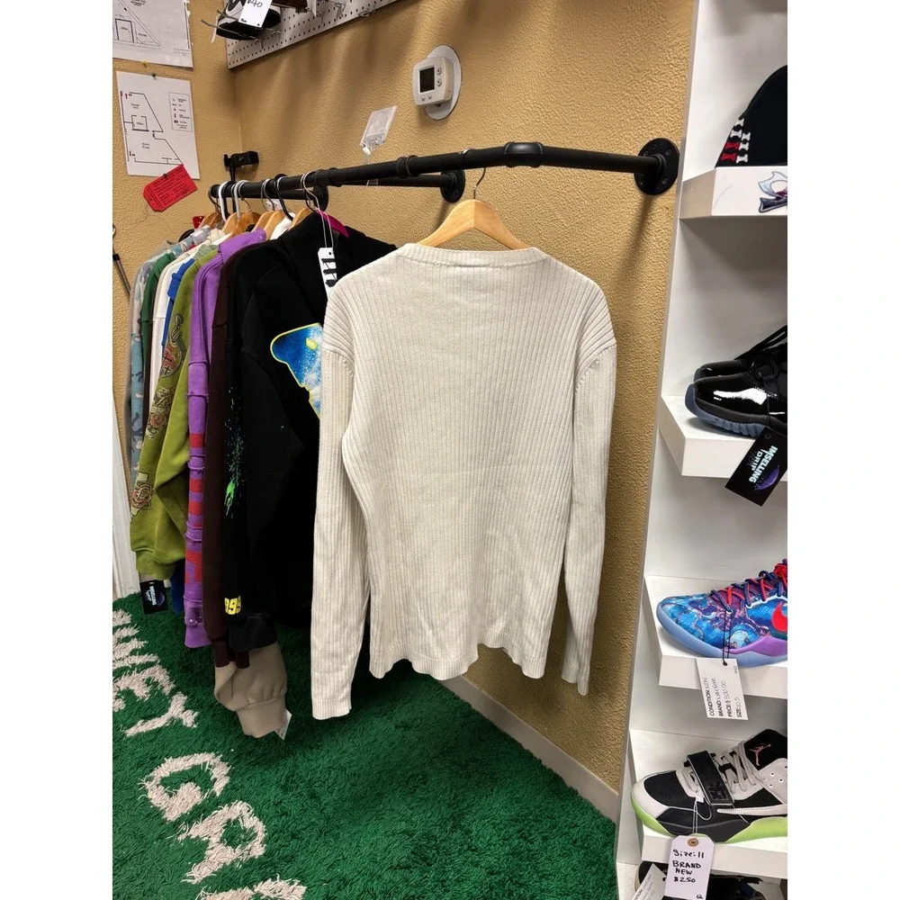 Vintage Y2K Pepe Jeans London Men's Size XL White Ribbed‎ Knit Sweater UK73